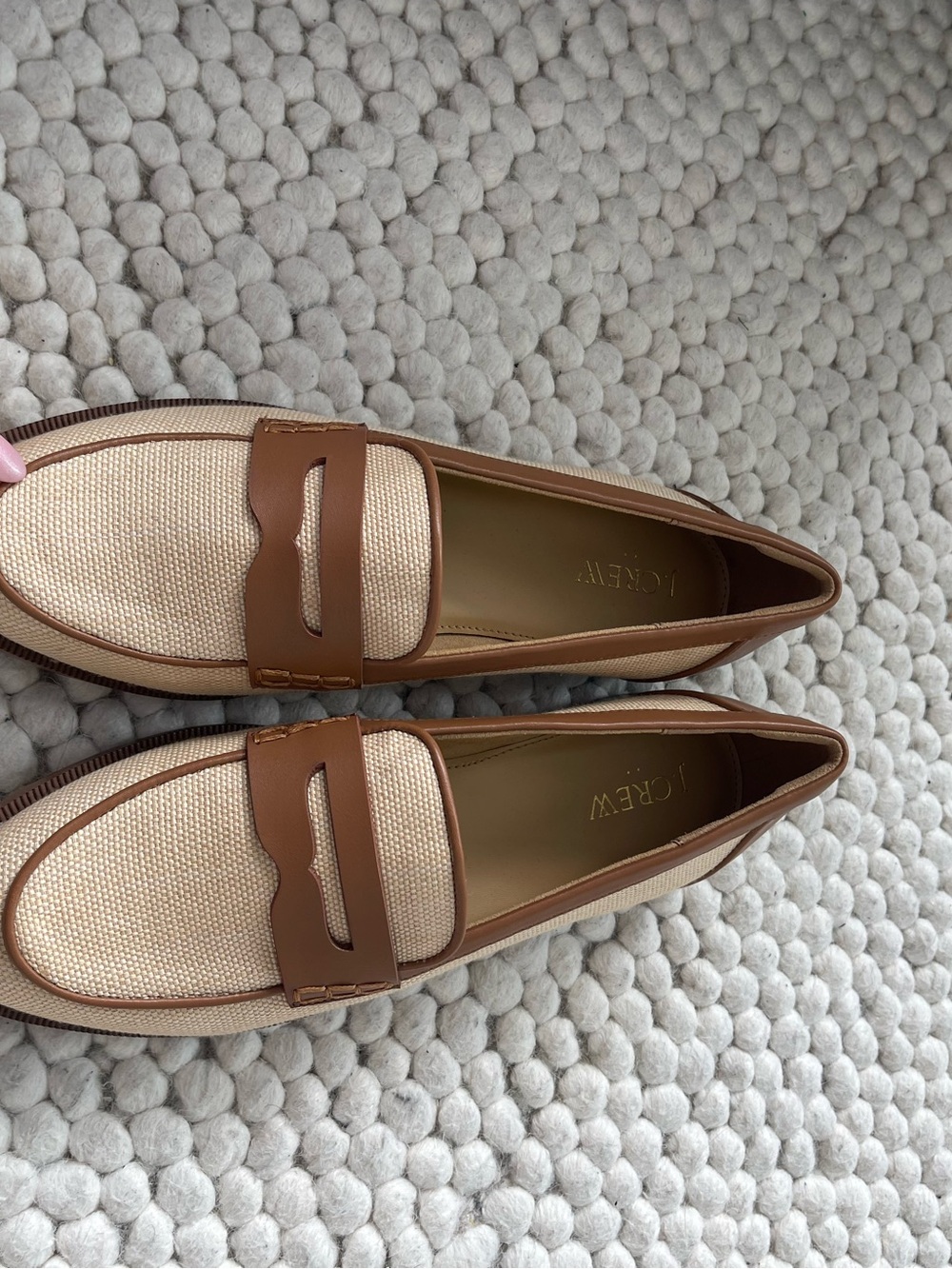 J. Crew Women's Beige and Tan Woven Penny Loafers